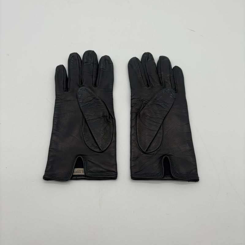 Bottega Veneta Black Woven Leather Gloves